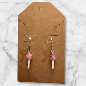 Pink and White Lollipop Earrings
